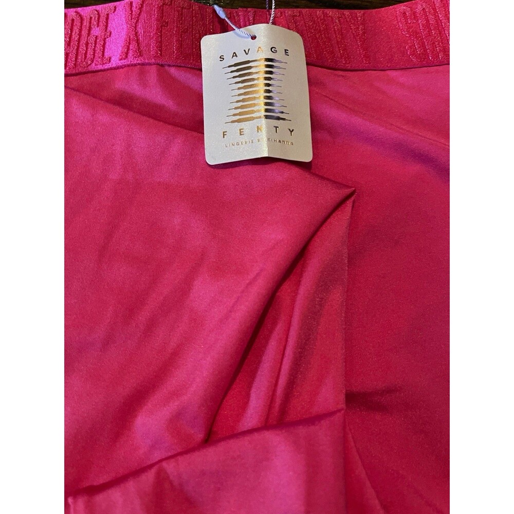 Savage X Fenty High Rise Logo Waistband Ankle Leggings Pink Stretch L